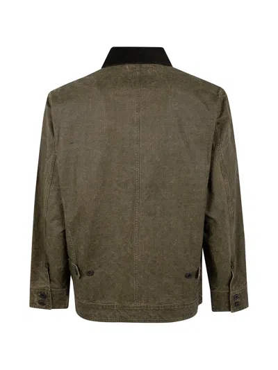 Filson Grid-pattern Corduroy-collar Jacket In Green