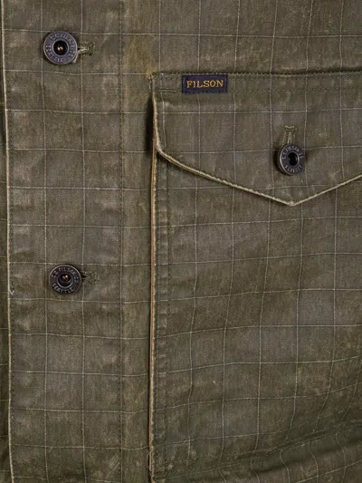 Filson Grid-pattern Corduroy-collar Jacket In Green