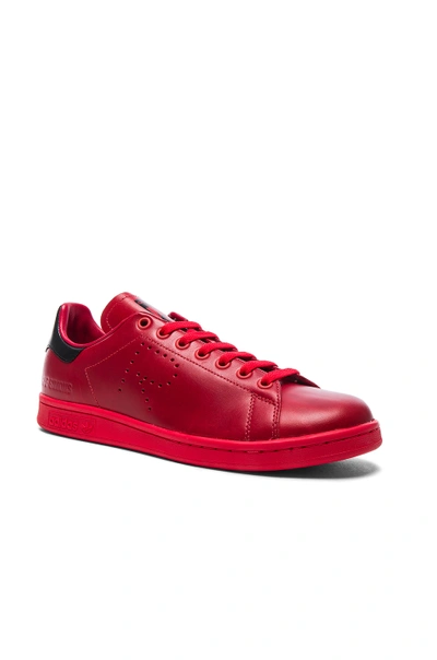 Shop Raf Simons X Adidas Leather Stan Smith Sneakers In Tomato & Black