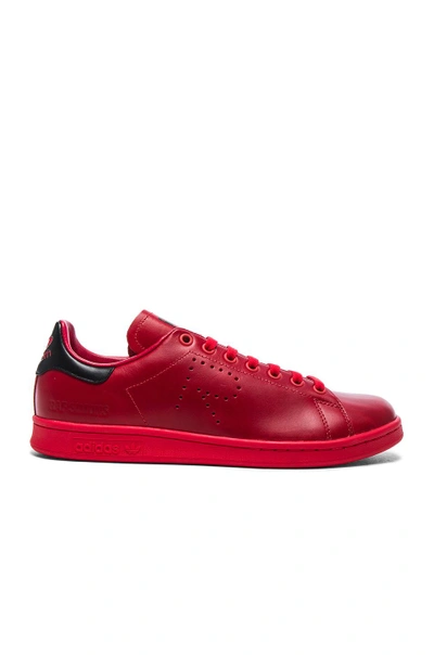 Shop Raf Simons X Adidas Leather Stan Smith Sneakers In Tomato & Black