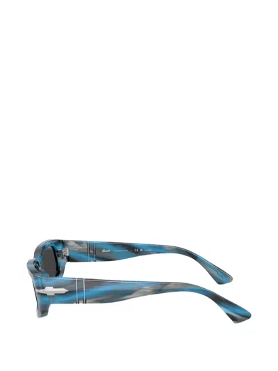 Persol Mel Striped Rectangle Sunglasses In Blue
