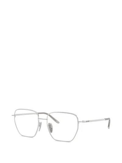 Prada Geometric-frame Glasses In Silver