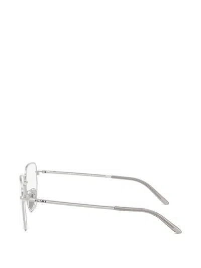 Prada Geometric-frame Glasses In Silver