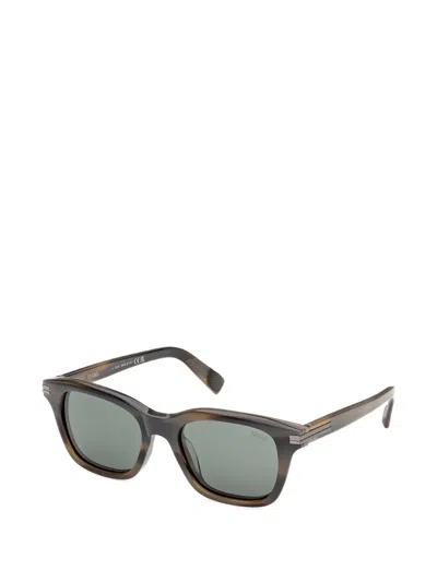 Zegna Rectangle-frame Sunglasses In Brown