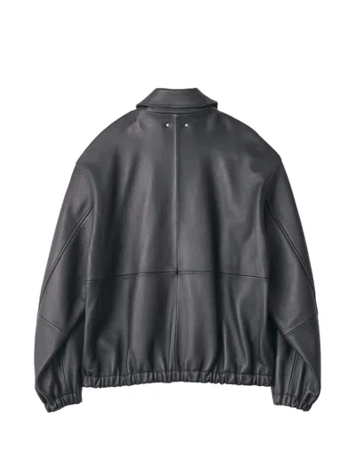 Stein Leather Zip-up Jacket In Blue