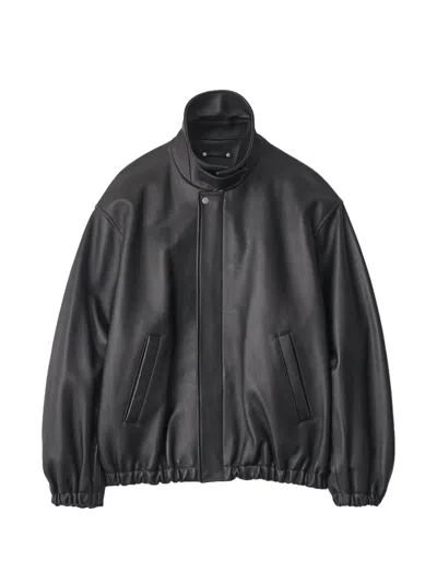 Stein Leather Zip-up Jacket In Blue