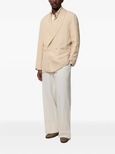 Stòffa Double-breasted Shawl-lapel Jacket In Neutral