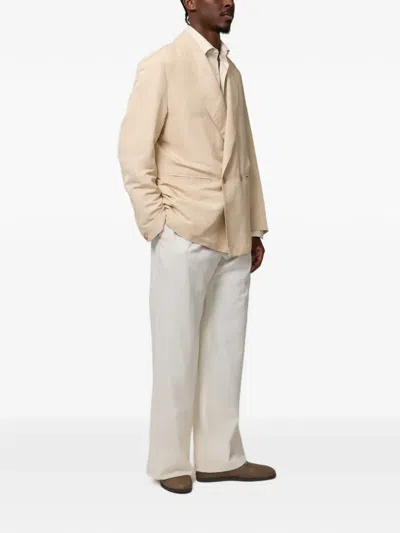 Stòffa Double-breasted Shawl-lapel Jacket In Neutral