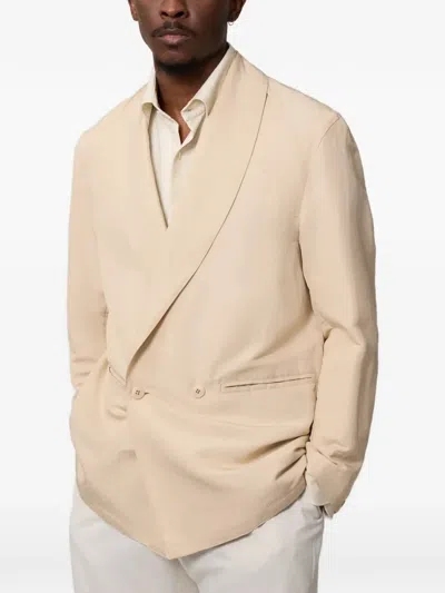 Stòffa Double-breasted Shawl-lapel Jacket In Neutral