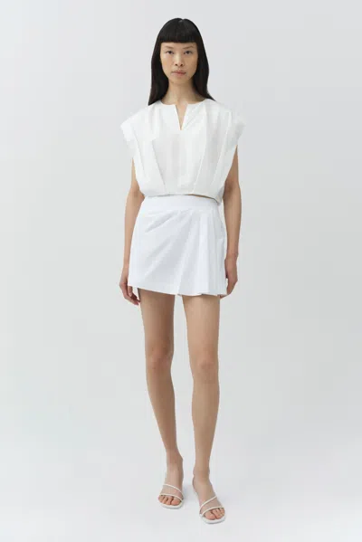 Simkhai Wrenli Cotton Pleated Top In White