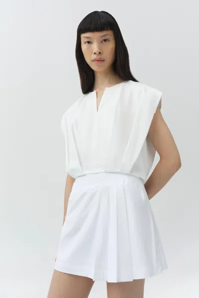 Simkhai Wrenli Cotton Pleated Top In White