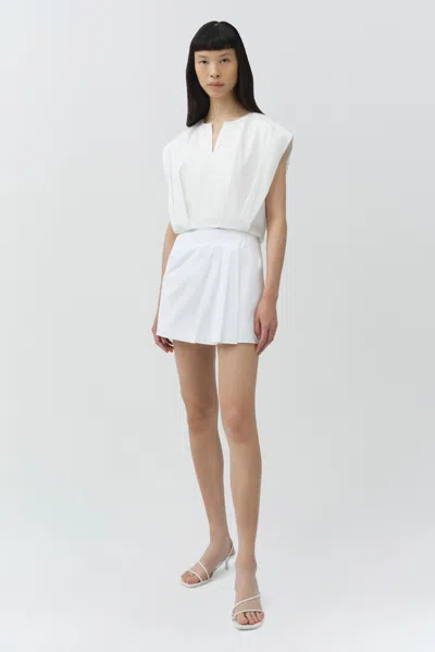 Simkhai Wrenli Cotton Pleated Top In White