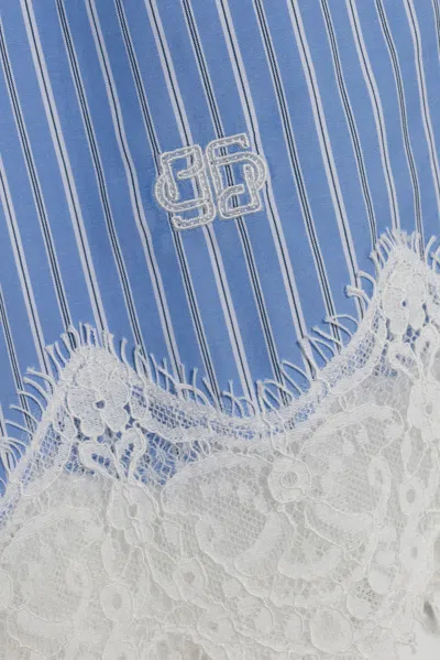 Simkhai Emmie Lace-trimmed Striped Cotton Shorts In Blue