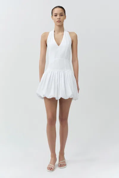Simkhai Brooke Cotton Halter Mini Dress In White