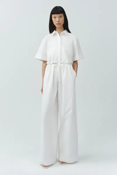 Simkhai Ryett Cropped Button Down Shirt White In White