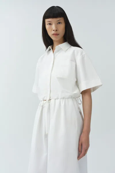 Simkhai Ryett Cropped Button Down Shirt White In White