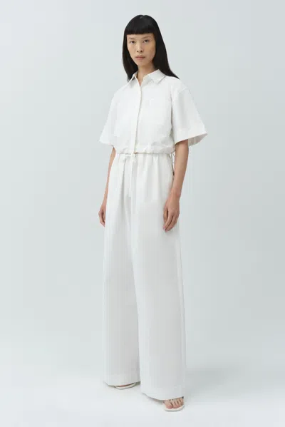 Simkhai Ryett Cropped Button Down Shirt White In White