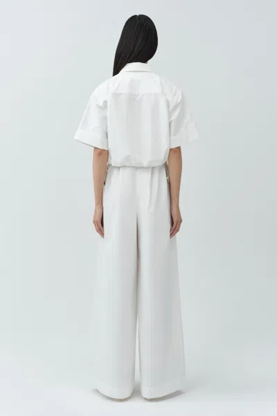 Simkhai Ryett Cropped Button Down Shirt White In White