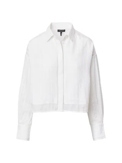 Rag & Bone Marin Long Sleeve Combo Shirt In White