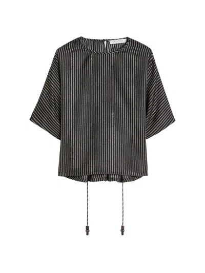 Max Mara Silk Stripe Short-sleeve Blouse In Multi