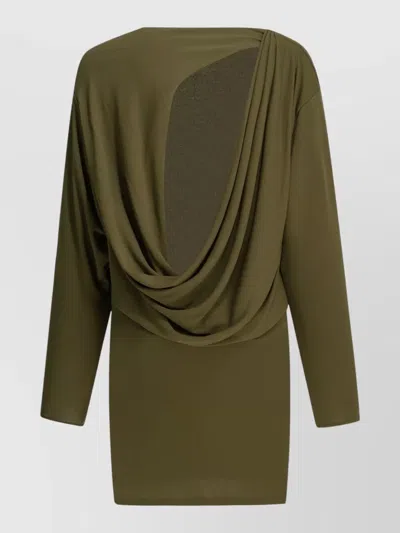 Jacquemus The Mistral Open-back Draped Jersey Mini Dress In Green