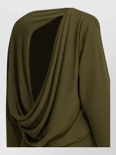 Jacquemus The Mistral Open-back Draped Jersey Mini Dress In Green
