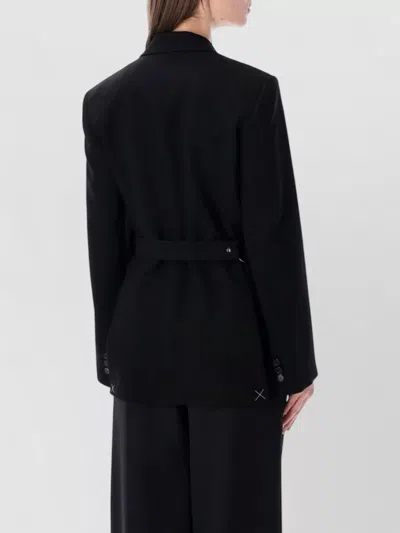 Loewe Womens Black Peak-lapel Draped Wool And Leather Blend Jacket In Black
