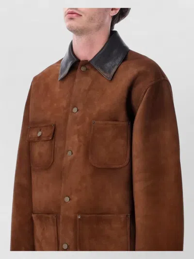 Prada Suede Caban Jacket Vintage Effect Collar In Multi
