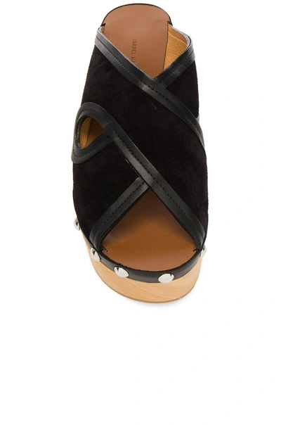 Shop Isabel Marant Suede Zipla Wedge Sandals In Black