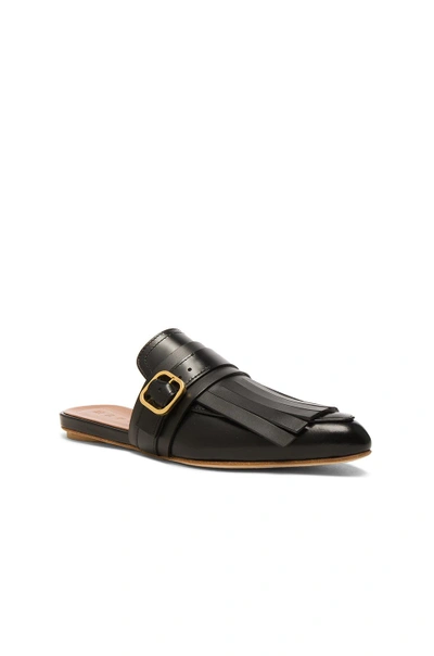 Shop Marni Leather Mules In Black