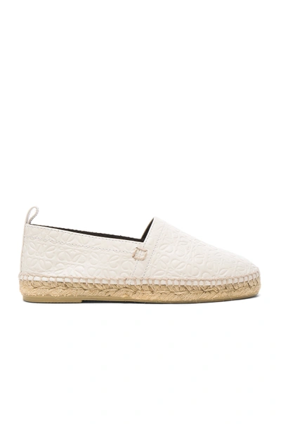 Shop Loewe Leather All Over Repeat Espadrilles In White
