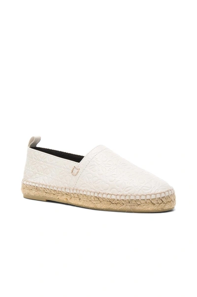 Shop Loewe Leather All Over Repeat Espadrilles In White