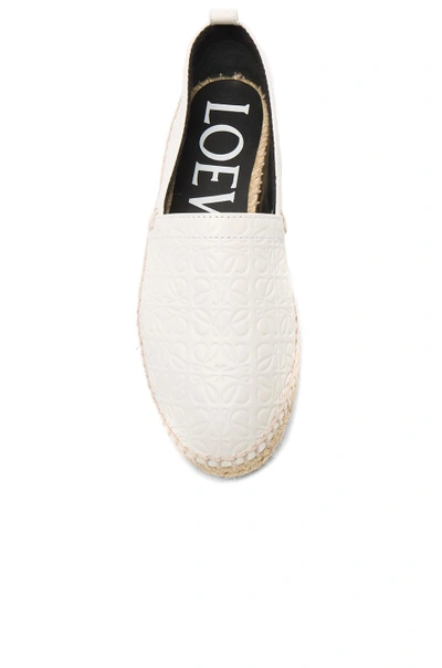 Shop Loewe Leather All Over Repeat Espadrilles In White