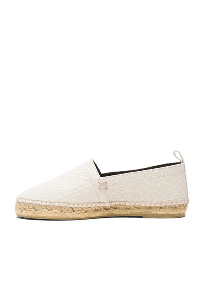 Shop Loewe Leather All Over Repeat Espadrilles In White