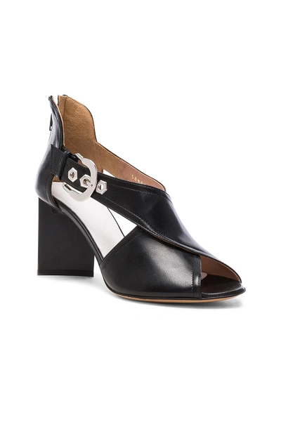 Shop Maison Margiela Leather Buckle Heels In Black