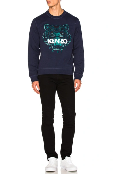 Shop Kenzo Tiger Sweatshirt In Navy