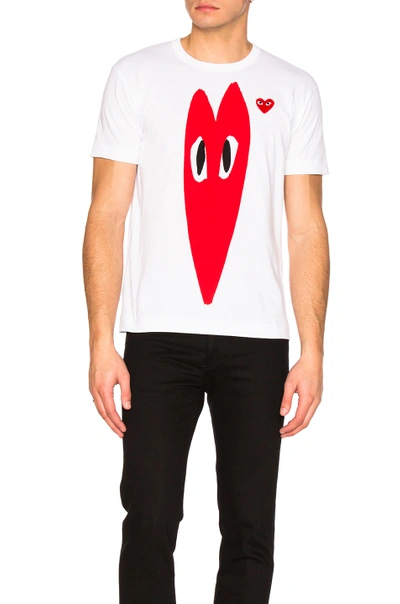 Shop Comme Des Garçons Play Distorted Heart Tee In White