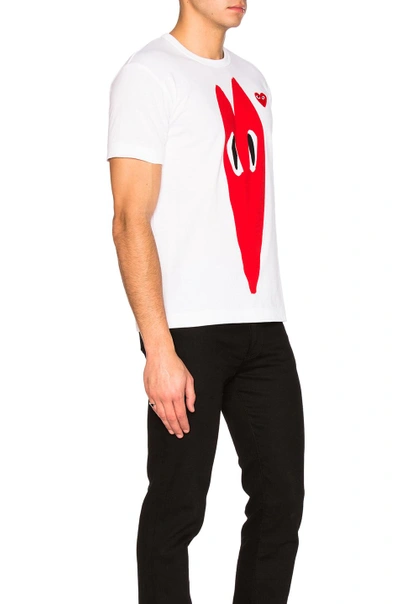 Shop Comme Des Garçons Play Distorted Heart Tee In White