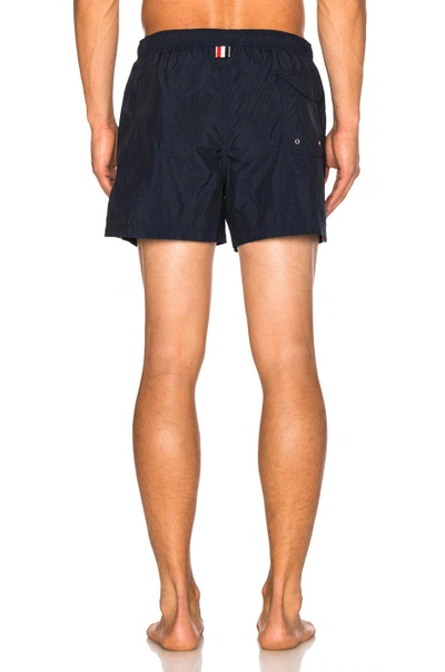 Shop Thom Browne Classic Swim Trunks In Navy