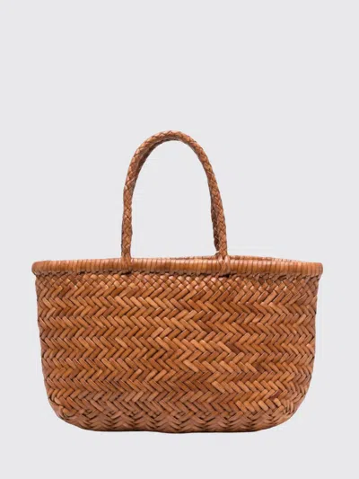 Dragon Diffusion Gora Brown Mini Shoulder Bag With Two Top Handles And Interwoven Design In Leather Woman In Brown