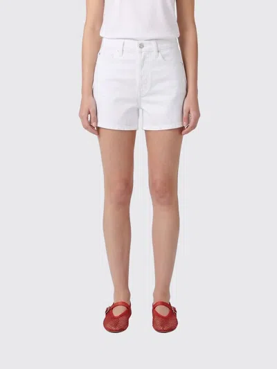 Agolde Five-pocket Denim Shorts In White