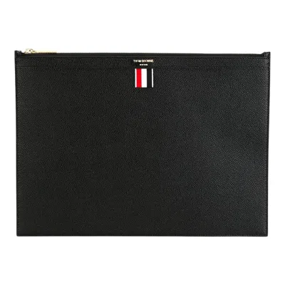Thom Browne Medium Document Holder With Iconic Logo In Black