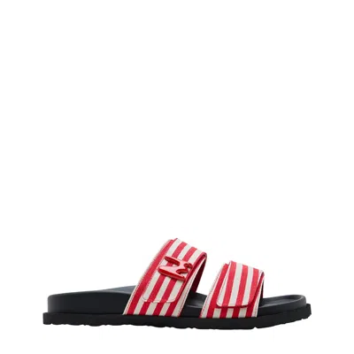 Msgm Canvas Flat Sandals In Black