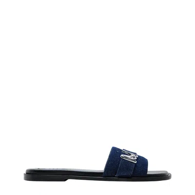 Msgm Logo-plaque Slides In Blue