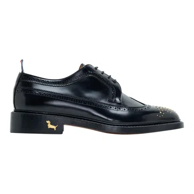 Thom Browne Black Spazzolato Leather Longwing Brogues In Multi