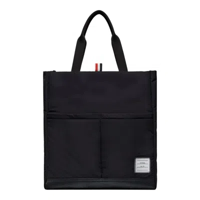Thom Browne Poly Twill Canvas Shoulder Bag In Black