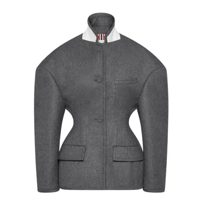Thom Browne Solid Wool Flannel Cocoon Sportcoat In Gray