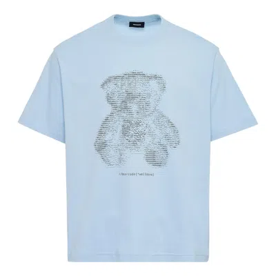 We11 Done Light Beige Coding Teddy T-shirt In Blue