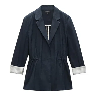 Rag & Bone Spencer Linen Blend Blazer In Blue