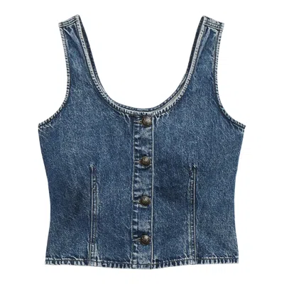 Rag & Bone Poppy Button-front Denim Top In Blue